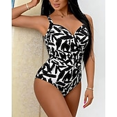 preiswerte One Pieces Rash Guards-Damen Badeanzug Badeanzüge Einteilige Einfarbig Geometrie UV Schutz Hohe Elastizität Ärmellos Bademode Surfen Tauchen Schnorcheln Sommer