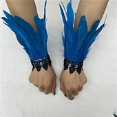 abordables Accesorios-Carnaval 2026 Accesorios de Samba del Carnaval de Río Muñequeras de Plumas Negras con Encaje - Pulseras Elegantes para Fiestas Gatsby Disfraz de Festival de Brasil