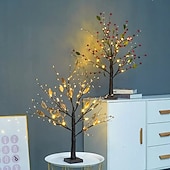 abordables 123496-Arbre lumineux LED doré en forme d'arbre à fruits, 53 cm, fonctionne avec des piles AAA. Idéal pour une chambre, une tête de lit, un salon, une salle à manger ou une ambiance festive. Décoration