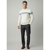 preiswerte Wollpullover für Herren-Herren-Weihnachtspullover aus hochwertiger, reiner Wolle und Kaschmir, Rundhalsausschnitt, klassisches Argyle-Strickmuster, Fair-Isle-Pullover, weich, warm und atmungsaktiv.