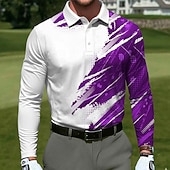 Χαμηλού Κόστους Ανδρικό πόλο γκολφ-Ανδρικά Γεωμτερικό Γκολφ Πόλο Αθλητικά μπλουζάκια πόλο Μακρυμάνικο Μπλουζάκια πόλο Πέτο Καθημερινό ΕΞΩΤΕΡΙΚΟΥ ΧΩΡΟΥ Ένδυση γυμναστικής και άθλησης Καθημερινά Ρούχα 3D εκτύπωση Κουμπιά Άνοιξη Φθινόπωρο