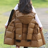 abordables Veste en duvet et parka pour filles-Doudoune Enfants Fille Couleur Unie Sports Avec Poches Extérieur Polyester Manteau Vêtements d'extérieur 5-12 ans Hiver Noir