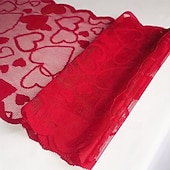 cheap Placemats &amp; Coasters &amp; Trivets-Valentine's Day Heart Lace Table Runner and Placemat Set, Red Cupid Design, Perfect for Weddings, Romantic Dining, Festive Decor, Ideal for Valentine's Day Home and Table Decorations