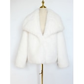 preiswerte Pelzschals-Kunstpelz-Umhänge Damenumhang Elegant Langarm Kunstpelz Hochzeit Schals Mit Unifarbe Für Party Herbst