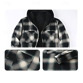 Недорогие Повседневные куртки-Муж. Зимнее пальто Флисовая жилетка Повседневная куртка Повседневные на открытом воздухе Сохраняет тепло Карман Осень Зима В клетку Уличный стиль Повседневные Капюшон Обычная