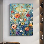 cheap Floral/Botanical Paintings-Mintura Hand Painted Abstract Flowers Oil Paintings on Canvas Modern Wall Art Picture For Home Decoration Ready To Hang With Stretched Frame