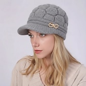  女性用 帽子 冬の帽子 防風 ウォーム アウトドア ストリート 日常 ニット ピュアカラー