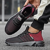 abordables Baskets Décontractées-Chaussures de course noires en mesh pour hommes – baskets athlétiques légères avec tige respirante, idéales pour la course, la salle de sport et les activités sportives.