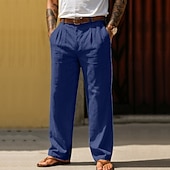 levne podnikání-Pánské Bavlněné plátěné kalhoty Kalhoty Letní kalhoty Volné kalhoty Plážové kalhoty Kapsy Pevná barva Pohodlné Prodyšné Denní Venkovní Plážové prázdniny Módní Černá Bílá Neelastické