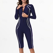 preiswerte One Pieces Rash Guards-Damen Anti UV Shirt Badeanzug Einteilige Patchwork Reißverschluss UV Schutz Hohe Elastizität Langarm Bademode Surfen Tauchen Schnorcheln Sommer