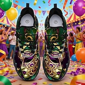 economico Scarpe da uomo-Scarpe da ginnastica a tema Carnevale da uomo per Mardi Gras con design vivace di maschera di maschera – Calzature divertenti e colorate per Carnevale feste e festival