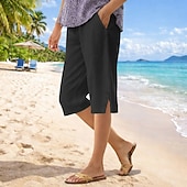 economico Pantaloni di Lusso-Per donna Pantaloncini in cotone e lino Pantaloni capri Chinos Shorts Vacanza Streetwear Casual Lunghezza al ginocchio Vita media Semplice Tasca Elastico in vita Traspirante Inelastico Quotidiano