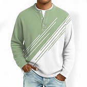 billige Geometrisk-Herre Geometrisk Fargeblokk Vaffel Henley-skjorte Uformell stil Klassisk Stil Langermet Mote Designer Grunnleggende Avslappet Daglig utendørs Høst vinter Vår Grå Rosa Lys Grønn Lyseblå Lilla Henley