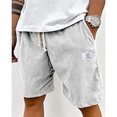 preiswerte Lässige Shorts-Herren Shorts Freizeitshorts Cordshorts Tasche Elastischer Bund Einfach Komfort Atmungsaktiv Knielang Outdoor Urlaub Alltagskleidung Urlaub Mode Schwarz Weiß Mikroelastisch