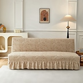 halpa Futon sohva kansi-2 eri kokoa hameen helmatyylinen jacquard-kangas käsinojaton vuodesohvan päällinen sohvan uudenvuoden koristepäälliset joustava suoja joustava penkin päällinen