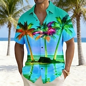 economico Piante tropicali-Per uomo Albero di Cocco Paesaggio Piante Tropicali Camicia Camicie hawaiane Camicia Aloha Manica Corta Hawaiano Vacanza Ferie Estate Collo ripiegato Stampa 3D Una tasca anteriore Camicia tipo lino