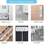 abordables Rangement et organisation-80 clips de câble (petits) &amp;(grand format), serre-câbles adhésifs de finition pour fixation murale (TV, PC, ordinateur portable), clips de gestion de câbles, clips pour éclairage extérieur