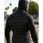 Недорогие Куртки для бега-Муж. Однотонный Куртка для бега Куртка для активного отдыха Куртка с капюшоном Наступила зима Карман Капюшон Длинный рукав Одежда для спорта и отдыха Хлопок