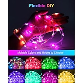 abordables Guirlandes lumineuses USB-Guirlande lumineuse colorée Bluetooth App étanche en fil de cuir effet coloré de course de chevaux guirlande féerique lumières décoratives d'ambiance pour arbres mariage festival fête du Nouvel An