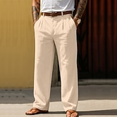 levne podnikání-Pánské Bavlněné plátěné kalhoty Kalhoty Letní kalhoty Volné kalhoty Plážové kalhoty Kapsy Pevná barva Pohodlné Prodyšné Denní Venkovní Plážové prázdniny Módní Černá Bílá Neelastické