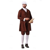  250. výročí USA Rokoko Barroco Úbory Dlouhé rukávy George Washington Koloniální Revoluční válka Maškarní kostým Pánské Karneval Den nezávislosti 4. července Dospělí Kabát Kalhoty Límeček