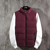 levne Pánská péřová vesta-Pánské Puffer Vesta Kamizelka Vesta Dovolená Denní Rande Módní Na běžné nošení Podzim Zima Kapsy Polyester Zahřívací Pohodlné Pevná barva Zip Stojáček Běžný Černá Rubínově červená Tmavomodrá Vesta