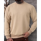 baratos Suéteres básicos-Homens Moletom Estacionar Preto Branco Cáqui Cinzento Gola Redonda Tecido Jacquard Casual Diário Desportos e Ar livre Roupa de rua Roupa de Esporte Casual Primavera Outono Roupa Moletons Moletons