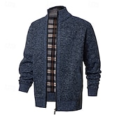 billige cardigangenser for menn-Herre Genser Cardigan Genser Glidelås genser Riflet Strikke Vanlige topper Strikket Helfarge Høyhalset Nøytral Mote Avslappet Dagligdagstøy Klær Høst Vinter Navyblå M L XL