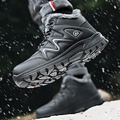 preiswerte Winter- und Schneestiefel-Schwarze Herren-Winterwanderstiefel, wasserdicht und isoliert, ideal für Schnee, Wanderungen und Outdoor-Abenteuer, robustes Schuhwerk für kaltes Wetter und unwegsames Gelände