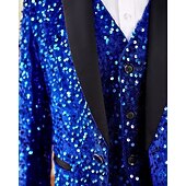 cheap Ring Bearer Suits &amp; Outfits-Ring Bearer Suit Boys' Kids Suit Blazer &amp; Vest &amp; Pants &amp; Shirt &amp; Tie Boy's Formal Suit Casual Outdoor Party Fashion Cool Basic Solid Color Sequins Pocket Buttons Royal Blue Polyester