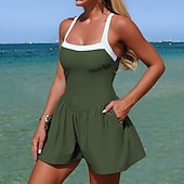 Χαμηλού Κόστους Surfing Tankinis και Bikinis-Γυναικεία Φορέματα Κολύμβησης Μονόχρωμο Ελαστικό Αμάνικο Μαγιό Σέρφινγκ Παραλία Διακοπές Καλοκαίρι