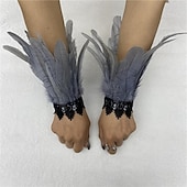 abordables Accesorios-Carnaval 2026 Accesorios de Samba del Carnaval de Río Muñequeras de Plumas Negras con Encaje - Pulseras Elegantes para Fiestas Gatsby Disfraz de Festival de Brasil