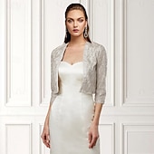 cheap Wedding Guest Wraps-Women's Wrap Sparkle Bolero Elegant &amp; Luxurious Shine 3/4 Length Sleeve Sequined Wedding Guest Wraps With Paillette For Wedding Spring &amp;  Fall dress to impress