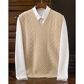 preiswerte Wollpullover für Herren-Herren Pullunder Kleid Pullover Pullover Weste Strickpullover Gerippt Stricken Normale Oberteile Gestrickt Einfach V Ausschnitt Mode Streetwear Geschäft Urlaub Bekleidung Ärmellos Herbst Winter