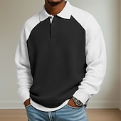  Férfi Gofris pólóingek Szabadtéri Hétköznapi Hajtóka Hosszú ujj Divat Modern Tömör szín Kötött Tavasz & Ősz Minden évszak Laza öltözet Fekete Sötétkék Bíbor Szürke Világoskék Gofris pólóingek