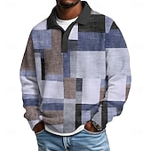 economico Polo geometrica da uomo-Per uomo Geometrico Blocco di colori Magliette Polo a Nido d'Ape Testurizzato Manica Lunga Magliette polo Bavero Abbigliamento Sportivo Casual Scuola Athleisure Abbigliamento quotidiano Stampa 3D