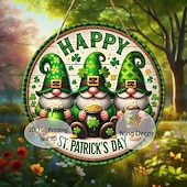 cheap Party Supplies &amp; Decor-St Patrick's Day Leprechaun Wooden Welcome Sign (7.87 Inches X 7.87 Inches) - Festive Shamrock And Golden Pot Design Versatile Indoor/Outdoor Decoration