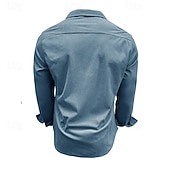 abordables camisa con botones para hombre-Hombre Camisa Camisa de verano Camisa casual Camisa de playa Camisa de Pana Abotonar la camisa Blanco Manga Larga Color sólido Diseño Casual Diario Bolsillo Ropa Moda Casual Cómodo