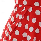 olcso Ruhák-1950-es Retró Rockabilly Déli Swing ruha Flare ruha Rövid ujjú Pöttyös Karcsúsított Jelmez Női Farsang Valentin nap Hétköznapi Hazaérkezés Retro témájú buli Felnőttek Ruha Tavaszi nyár