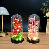 olcso Dekoratív fények-Üveg Rózsa Örökre Örök Kristály Virág Felkeltett Rózsák Üveg Dóm alatt Ajándékok Nőknek Anyának Nagymamának Feleségnek Nővérének