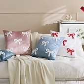 abordables Coussins, inserts et housses-Housse de coussin décorative en velours pour la Saint-Valentin, avec un joli nœud papillon, idéale pour le canapé. Style tendance, douce et moelleuse, parfaite pour le salon et la chambre.