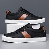 economico Sneakers Casual-scarpe da ginnastica da uomo in pelle bianca e marrone, scarpe casual con lacci per l'uso quotidiano