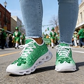 levne Dámská obuv-Dámské tenisky s motivem zeleného jetele ke Dni svatého Patrika – lehké prodyšné vycházkové boty s polstrovanou podrážkou, slavnostní sportovní styl na přehlídky, cestování, každodenní chůzi, cvičení a běžné nošení