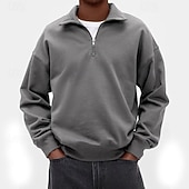 cheap Basic Sweatshirts-Men's Sweatshirt Pullover Hoodie Sweatshirt Quarter Zip Sweatshirt White Purple Standing Collar Plain Quarter Zip Casual Daily Sports &amp; Outdoor Streetwear Cool Sportswear Spring &amp;  Fall Clothing