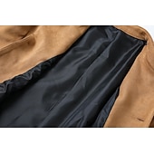 baratos Jaquetas de Suede Sintético-Homens jaqueta leve Jaqueta casual Jaqueta de camurça sintética Para Noite Macio Fivela Primavera &amp; Outono Casual Colarinho Chinês Padrão Cáqui Claro Preto Azul Marinha cáqui Verde Tropa Casaco