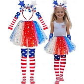 voordelige Bodems-250e jubileum VS Schijf Jaren '80 Onderrok Tutu Onder rok met accessoires Kostuum Dames Carnaval 2026 Carnavalskostuum Halloween Carnaval Maskerade Independence Day 4 juli Kinderen Rok Kousen Meer