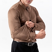 abordables camisas de hombre sin planchar-Hombre Camisa Camisa para Vestido Abotonar la camisa A Rayas Diario Negocio Bleu Ciel Negro Blanco Rojo Manga Larga Cuello Vuelto Todas las Temporadas Ropa Retazos
