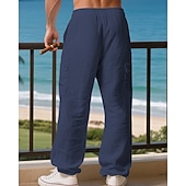 halpa Loma-Miesten Pellavahousut Housut Kesähousut Roikkuvat housut Rantahousut Kurenauha Joustava vyötärö Yhtenäinen väri Mukavuus Hengittävä Päivittäin ulko- Hiekkaranta Loma Muoti Musta Valkoinen