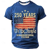  4th of July 2026 250th Memorial Day Men's 3D Print US Flag Crew Neck Short Sleeve T-Shirt Daily Street
