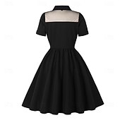 ieftine Rochii-1950 Retro / vintage Rochii Rochie leagăn Mâneci scurte Culoare solidă Costume de fancy Pentru femei Carnaval Mascaradă Purtare Zilnică Petrecerea Burlăcițelor Adulți Rochie